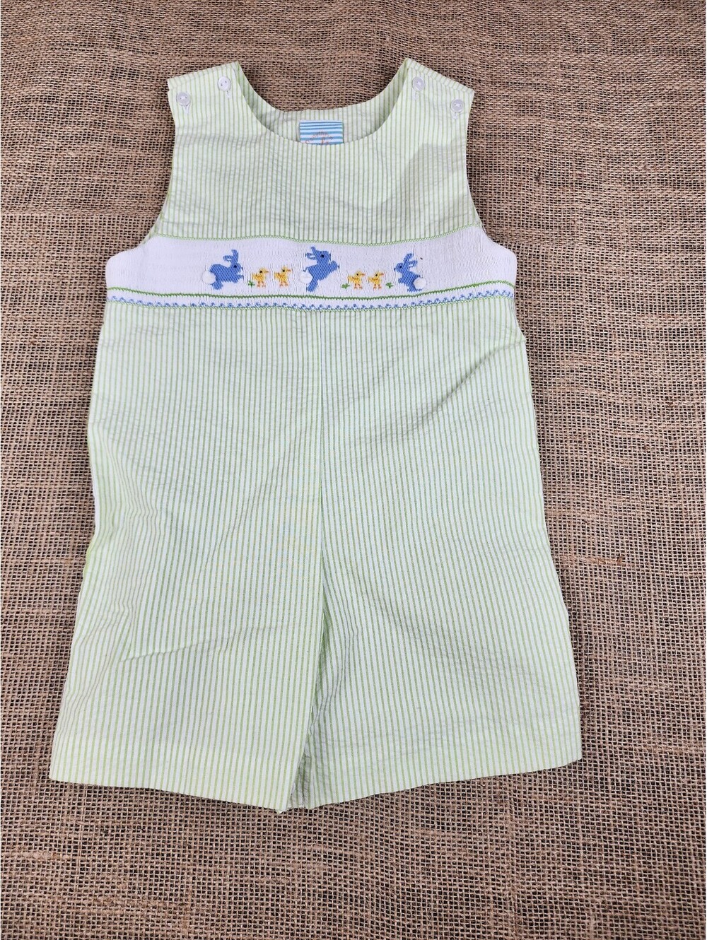 Southern Sunshine Baby Boys' Green Easter Smocked Romper Size 2